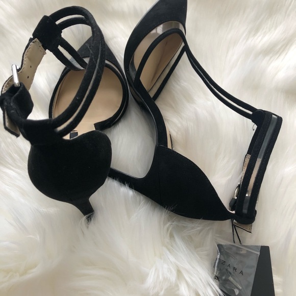 Zara Vinyl Black High Heel Court Shoes Size 6.5 - Picture 9 of 10